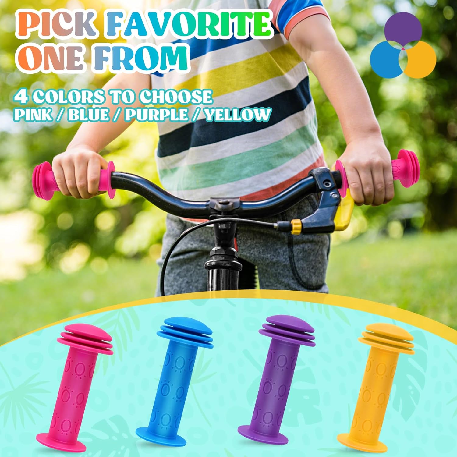Kids Bike Handlebar Grips,Bike Handle Grips for Boys Girls,105mm Non-Slip Soft Rubber with Mushroom Suitable for Kids Bike — image 5
