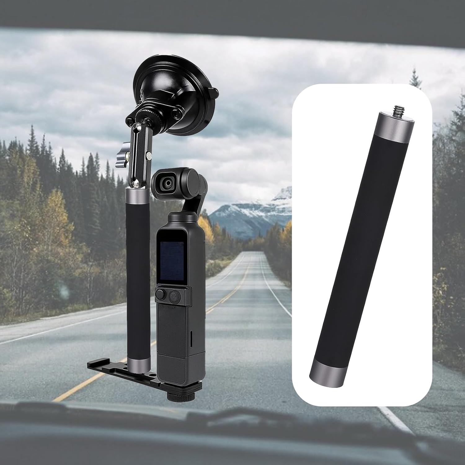 Vin Beauty 1/4" Thread Extension Aluminium Rod Mount, Camera Mount Extension Rod Pole for Dash Cam, Action Cameras, 15cm/5.9 inch Long Universal Interface — image 3