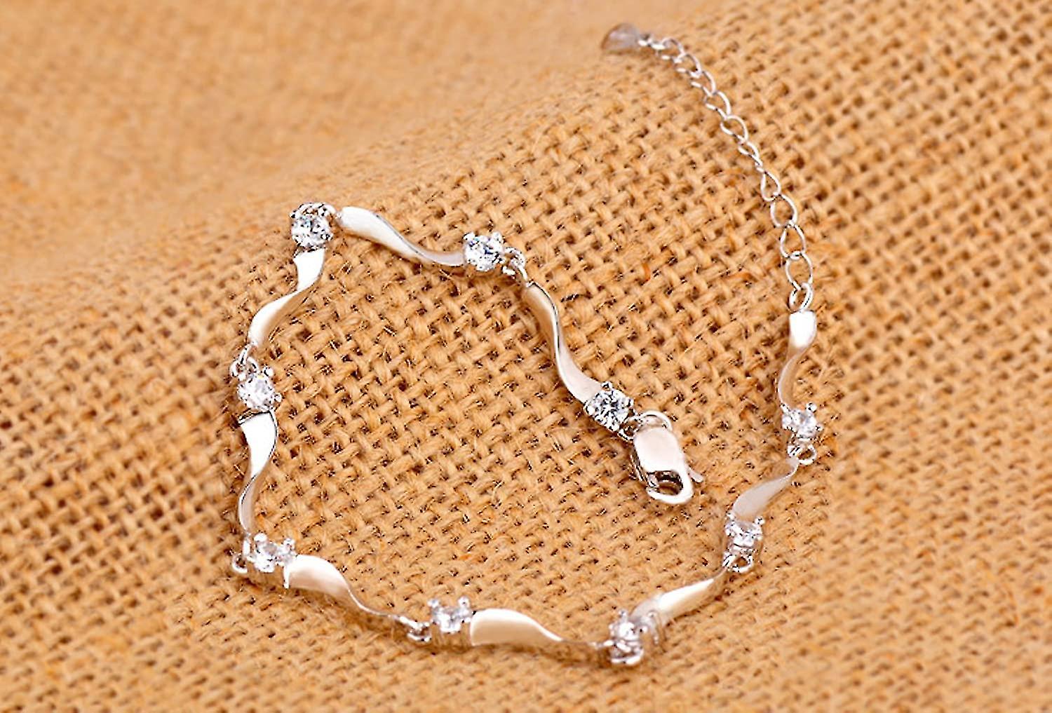 925 Sterling Silver Bracelet with Shiny White Zirconia Compatible with Women and Girls โ image 5