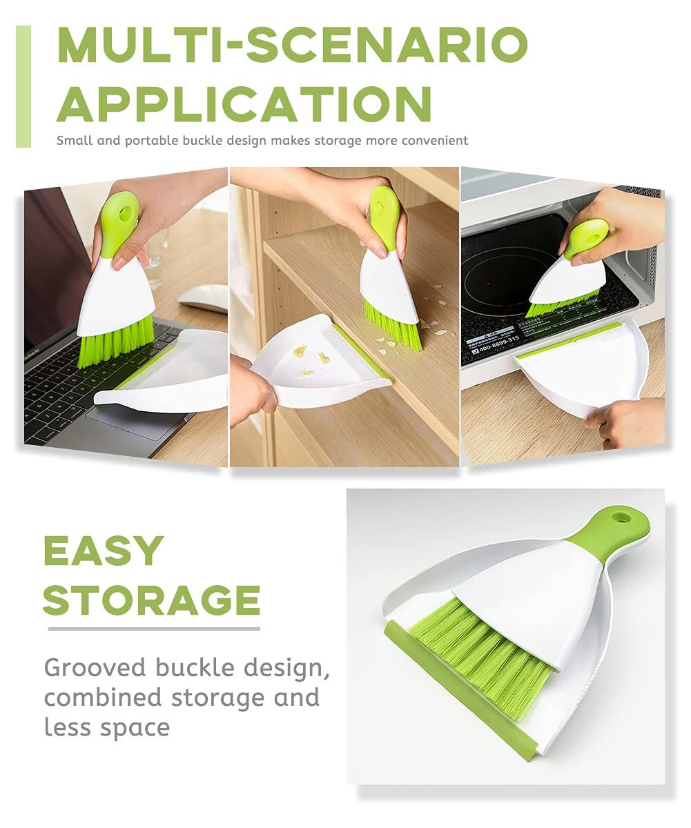 Dust pan Broom Brush Dustpan - Small Broom and Dustpan Set, Mini Broom and Dustpan, Small Dustpan and Brush Set for Home (Green) — image 4