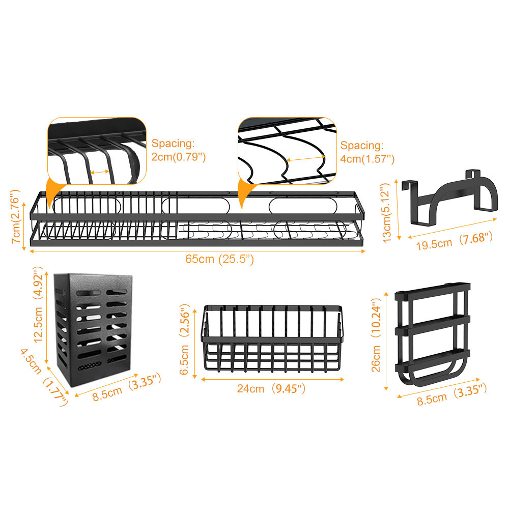 65cm 3 tier Over Single Sink Dish Drying Rack Drainer Kitchen Cutlery Holder Storage Organizer โ image 6