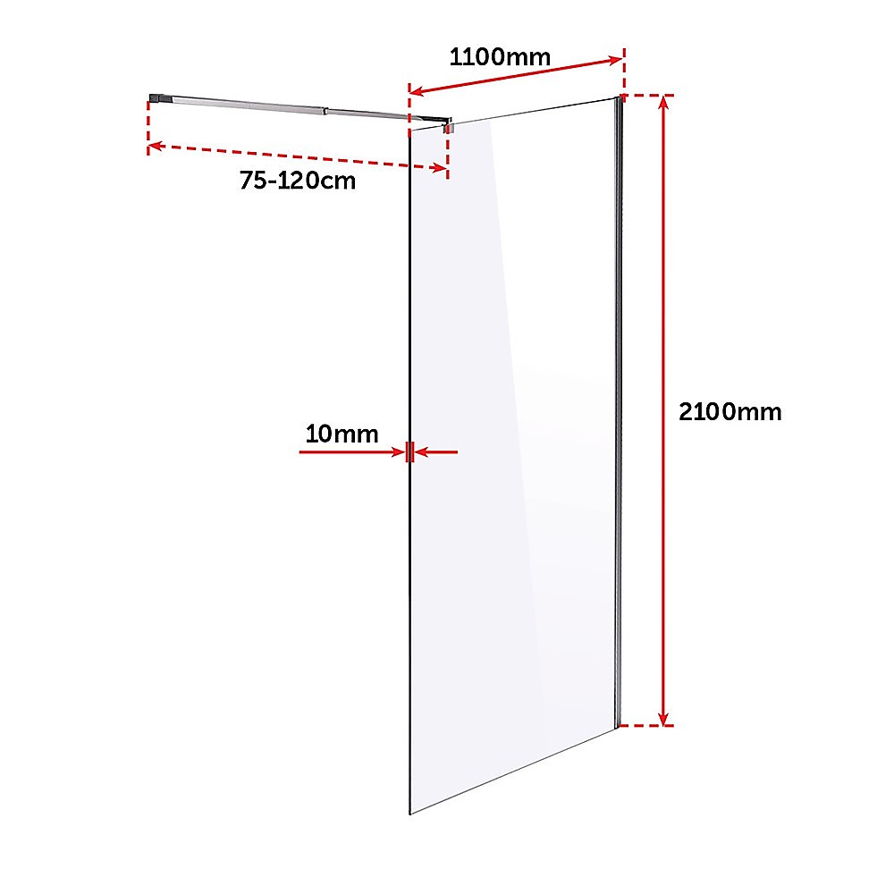 1100 x 2100mm Frameless 10mm Safety Glass Shower Screen โ image 6