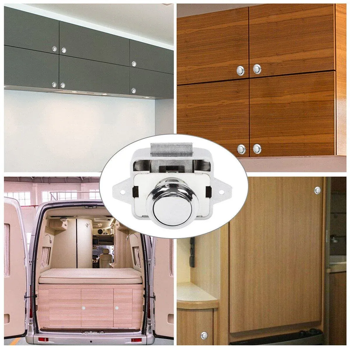 5PCS Cabinet Door Lock Push Button Latch Small Hanger Lock for Camper Caravan — image 6