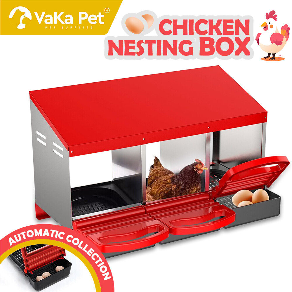 VaKa Chicken Hen Coop Hutch 3 Hole Inside Outside Roll Away Lay Egg Nesting Box — image 2