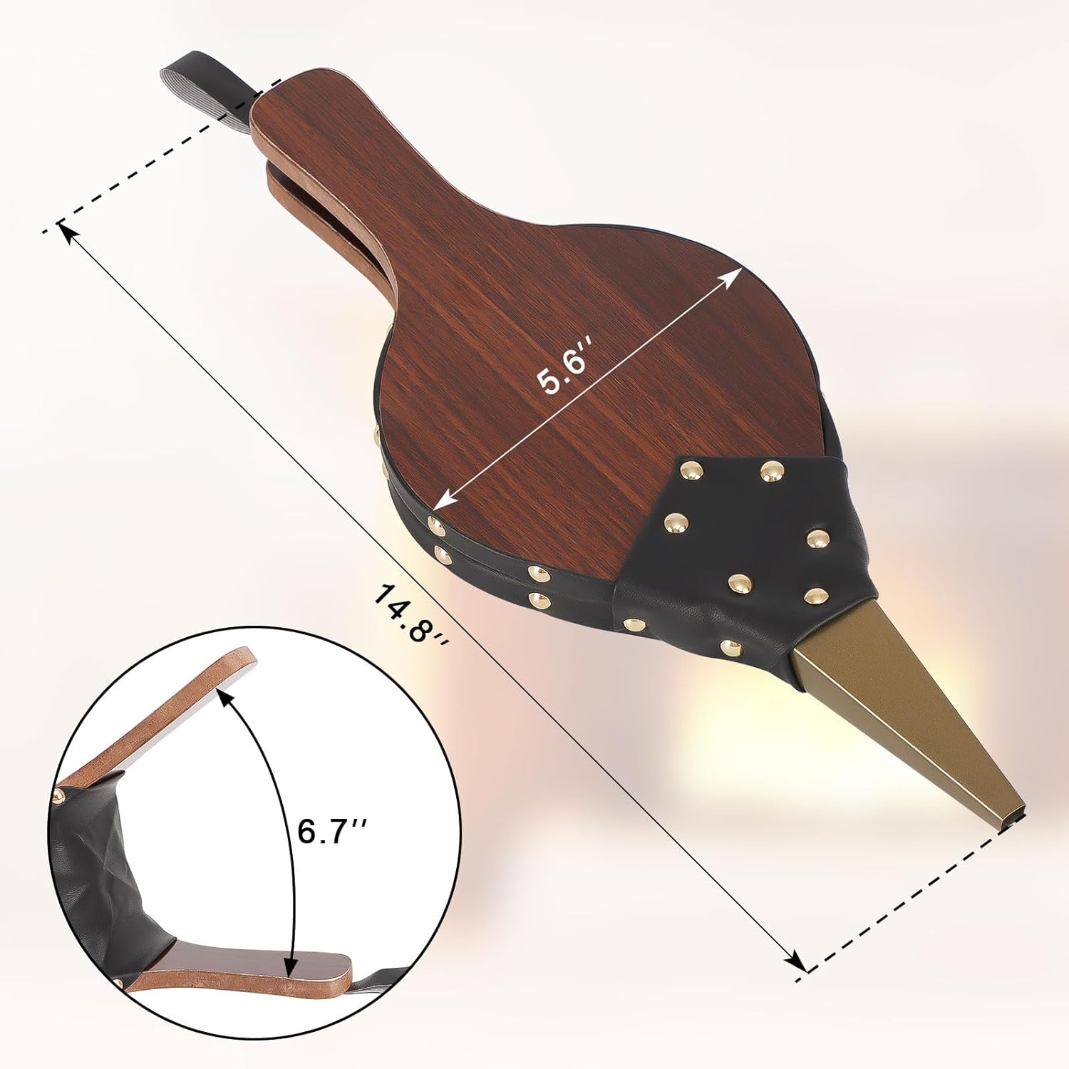 Fireplace Bellows Air Blower Cast Nozzle 14.8" x 5.6" for Outdoor Camping BBQ Grill Chimney Hand Bellow Pump Pit Barbeque Fire Tools Accessories with Hanging — image 2