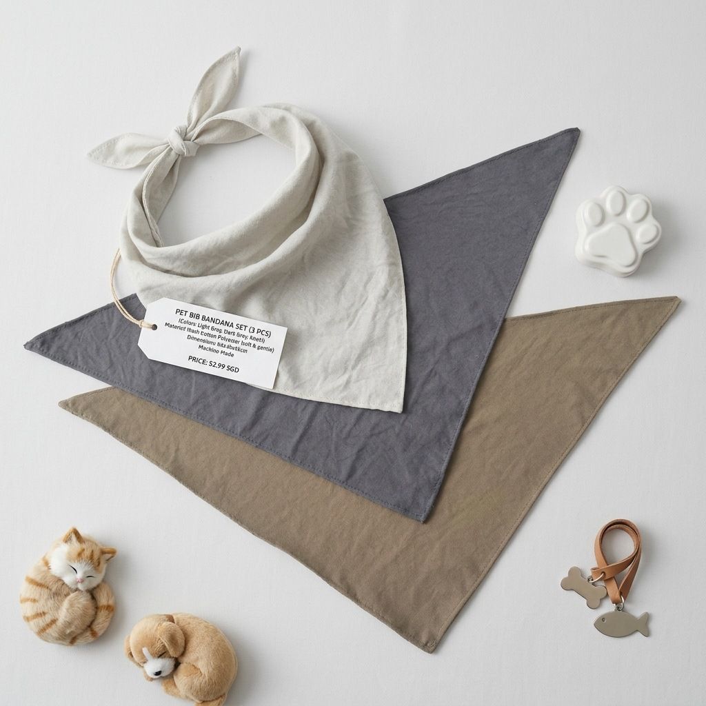 Hapet Dog Triangle Scarf Polyester Solid Color Khaki, set of three 64*45*45CM โ image 5
