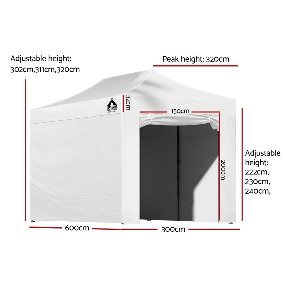 Instahut Gazebo Pop Up Marquee 3x6 Folding Tent Gazebos 500D Oxford Fabric White — image 2