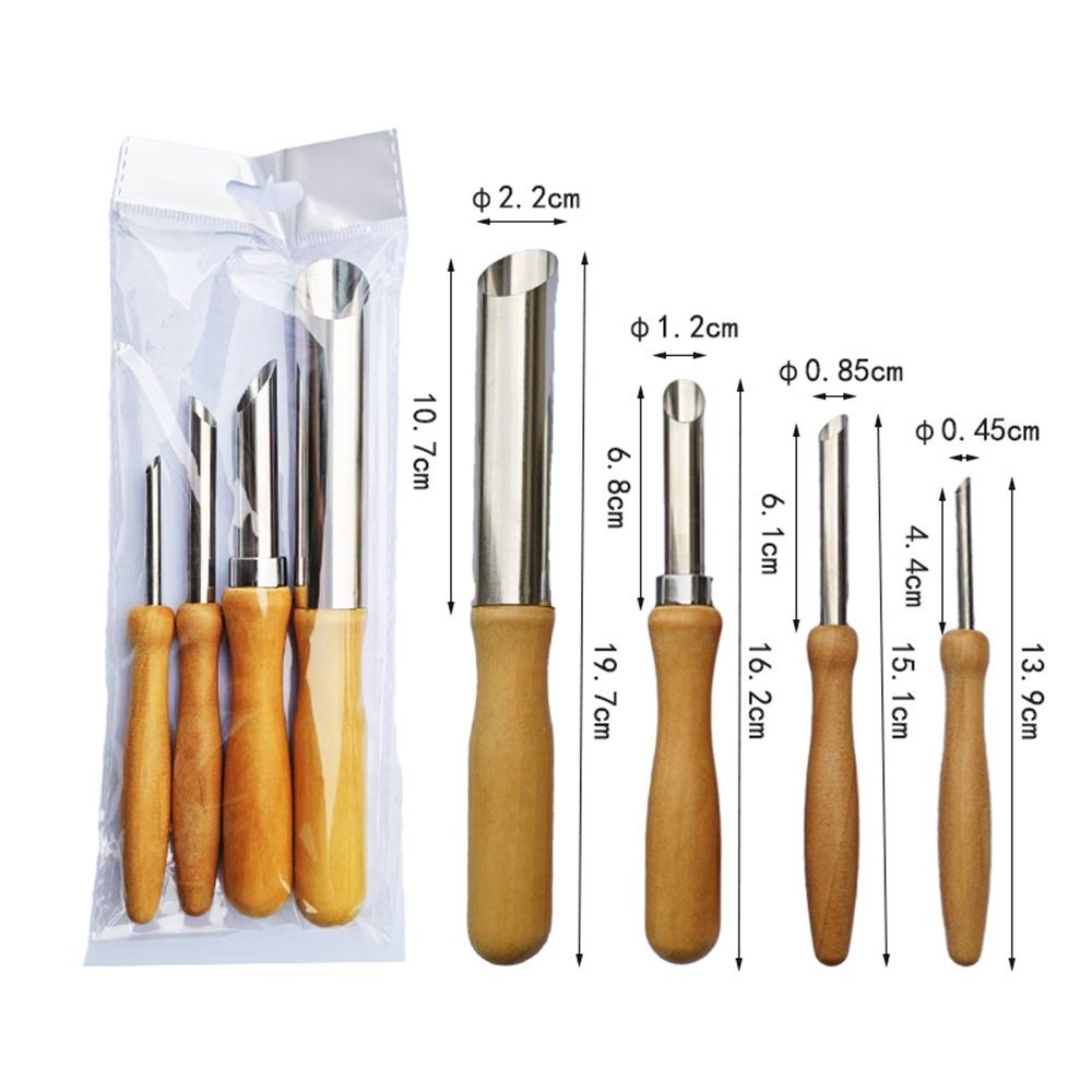 2 set Round Hole Cutter 4 PCS Stainless Steel and Wood Circle Shaping Hole Cutters for Pottery Clay Sculpture 4Sizes — image 3