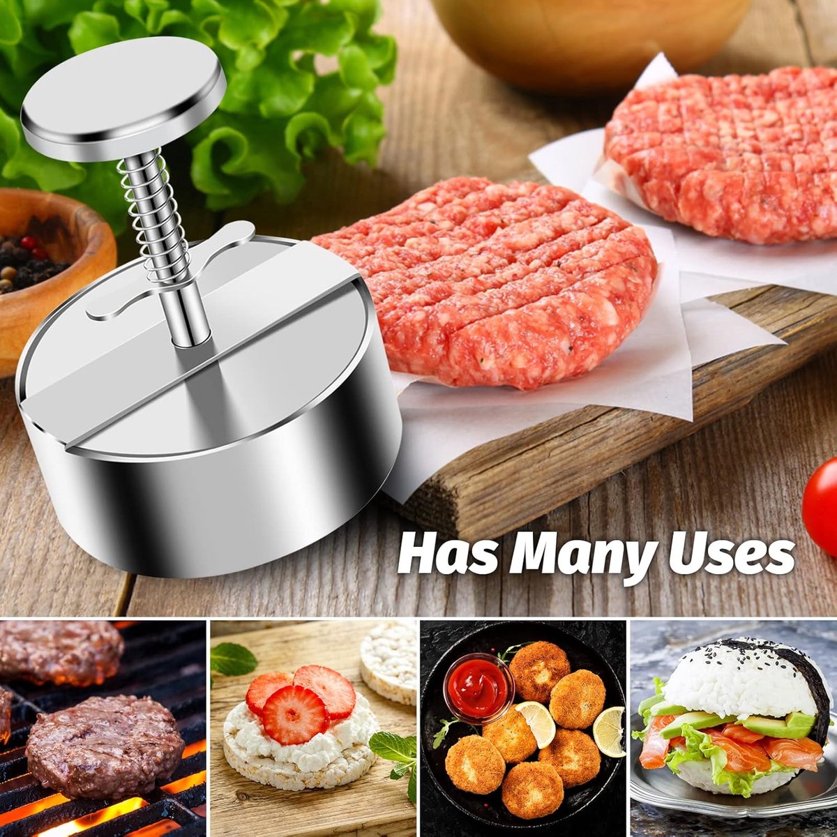 Meat Press - Burger Meat Press - Hamburger Mold - Kitchen Food Mold - Round Hamburger - Make Your Own Hamburgers - BBQ Accessories - For Delicious Hamburgers — image 4