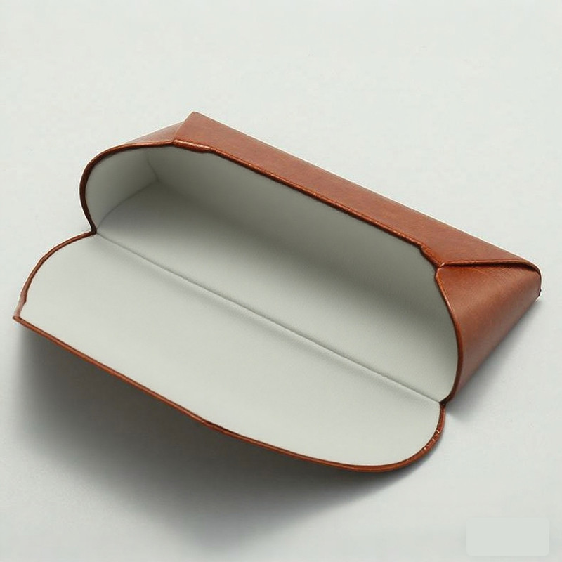 2 Pcs Brown Vintage Style PU Leather Eyewear Case - Protective Hard Shell with Soft Lining — image 5
