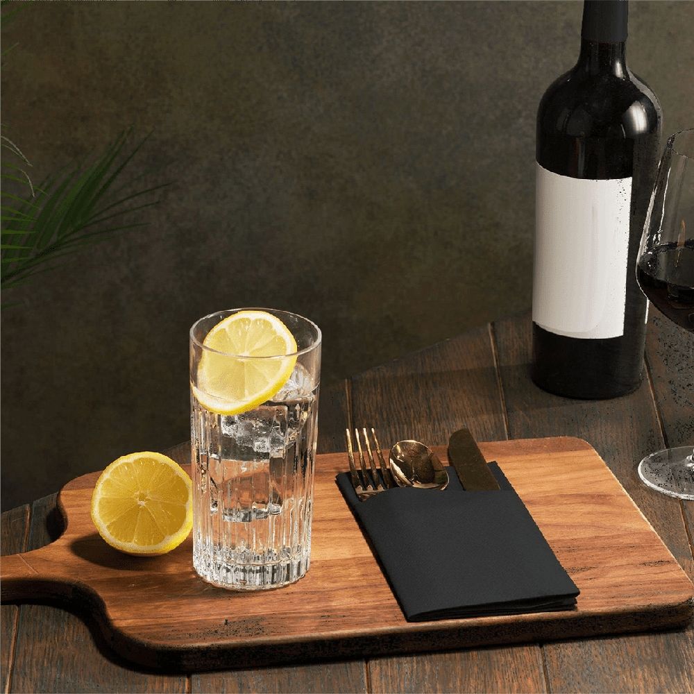 50PCS Disposable Dinner Napkins with Built-in Flatware Pocket,Prefolded Cloth Like Paper Napkins for Wedding Party Black โ image 2