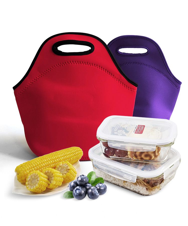 Black Reusable Neoprene Insulated Lunch Bag – Waterproof Thermal Tote for Work, School & Picnics (30x17x30cm) — image 3
