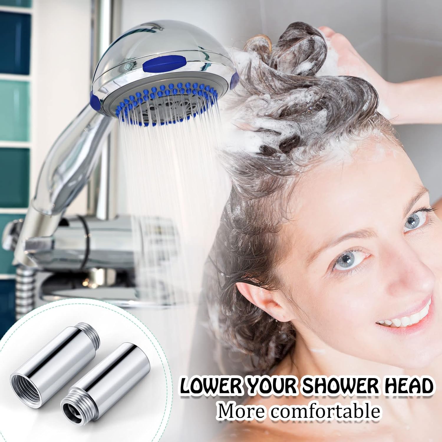 Amylove 2 Pcs Shower Head Extension Arm Stainless Steel Shower Pipe Extension 1/2pt Male to 1/2pt Female Thread Cast Pipe Fitting Coupler Adapter(2 Inch) โ image 6