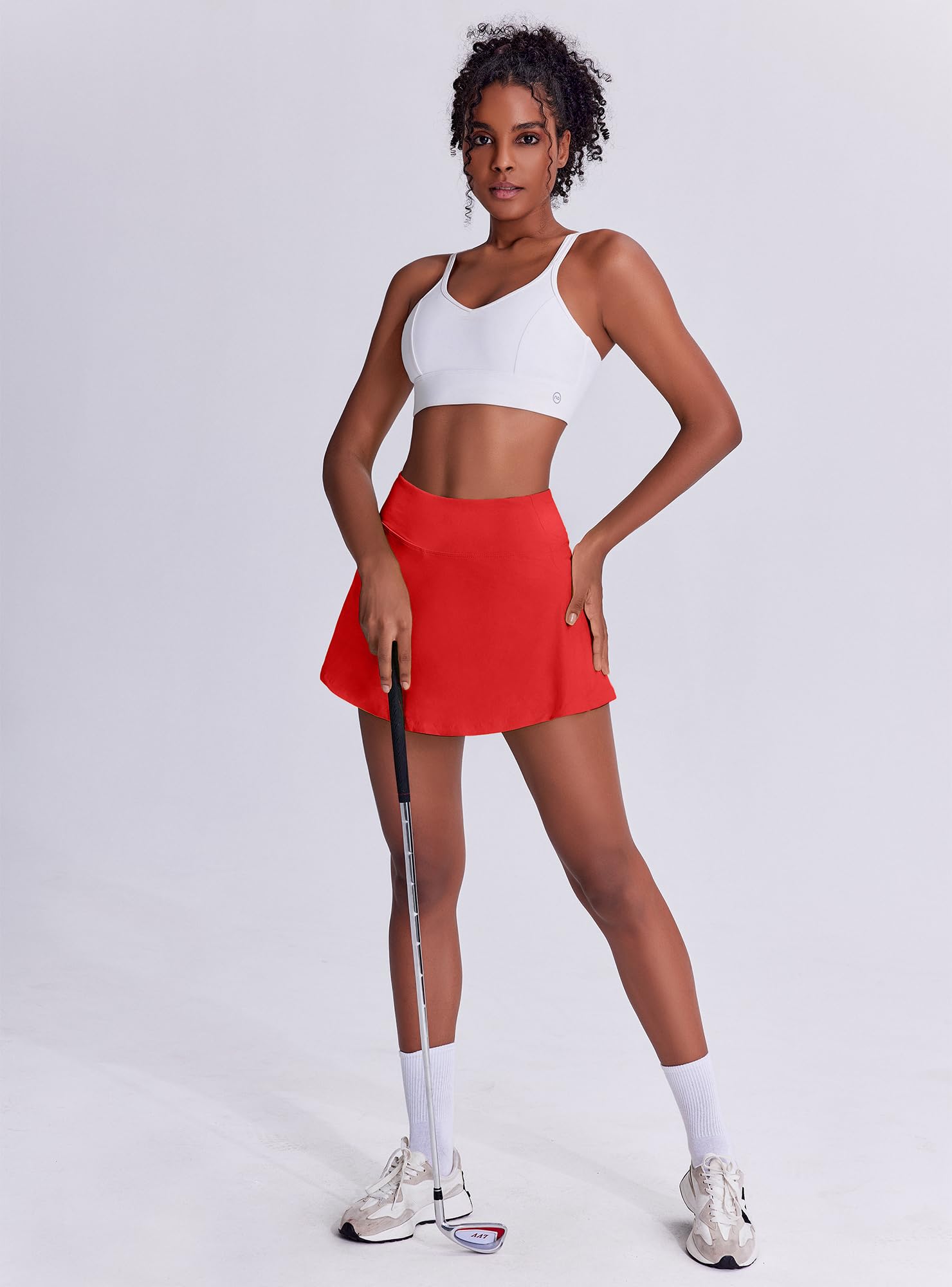 Women's Tennis Skirt with Pockets & Built-in Shorts โ High-Waisted Golf Running Skort for Active Lifestyle, Sporty Fitness Wear (Red, L) โ image 5