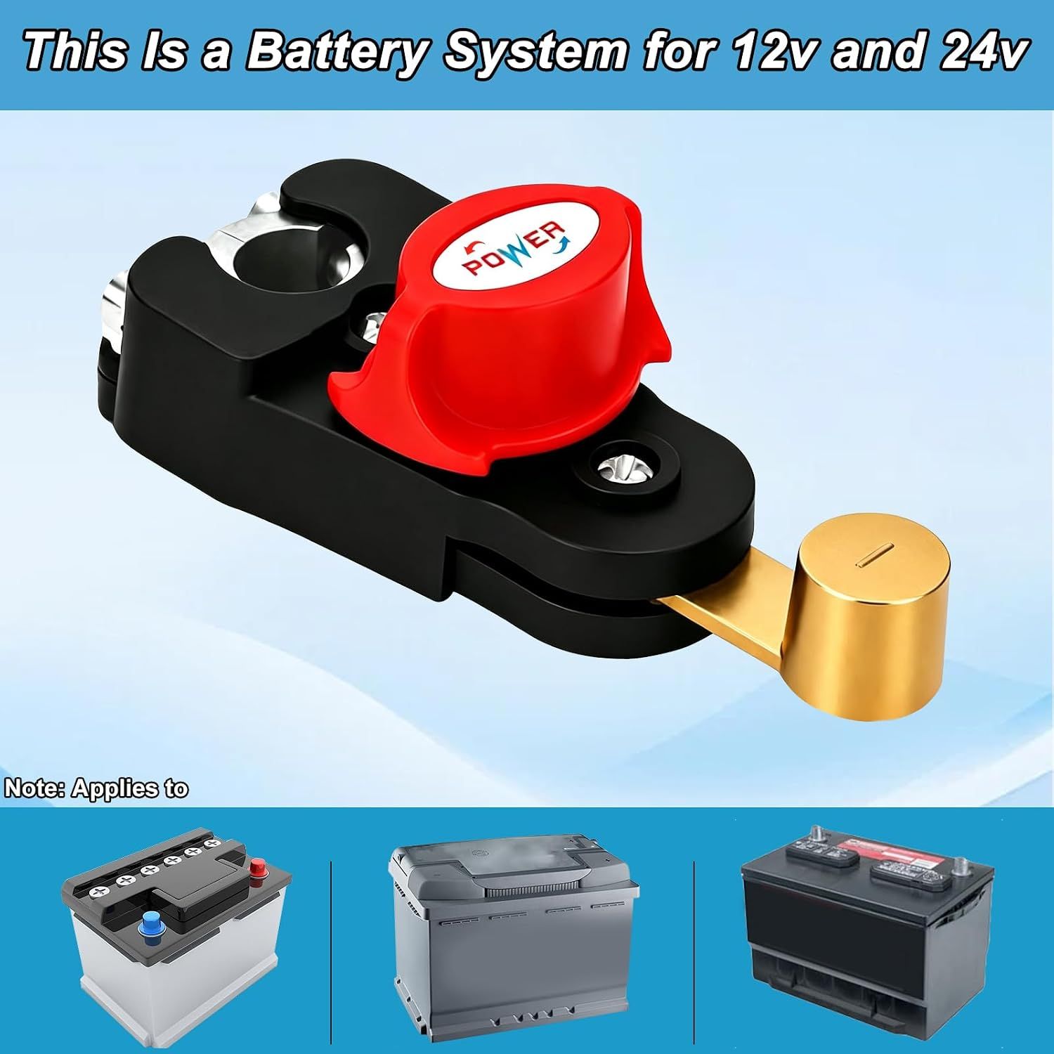12V-24V Rotary Battery Disconnect Switch, Pure Copper Cut-Off Isolator with Adjustable Top Screw for Cars, Trucks, Boats and RVs โ image 4