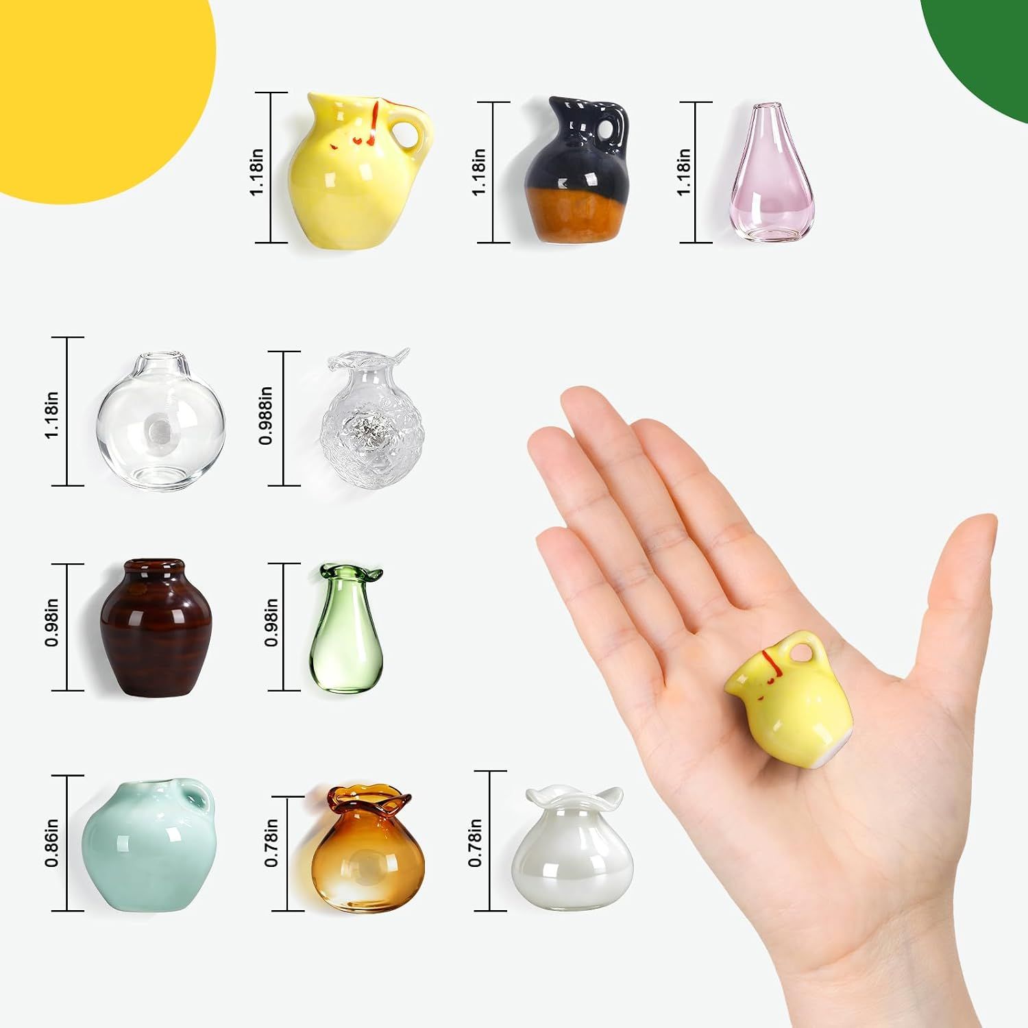 10 Piece Mini Magnetic Vase Set Ceramic and Glass — image 2