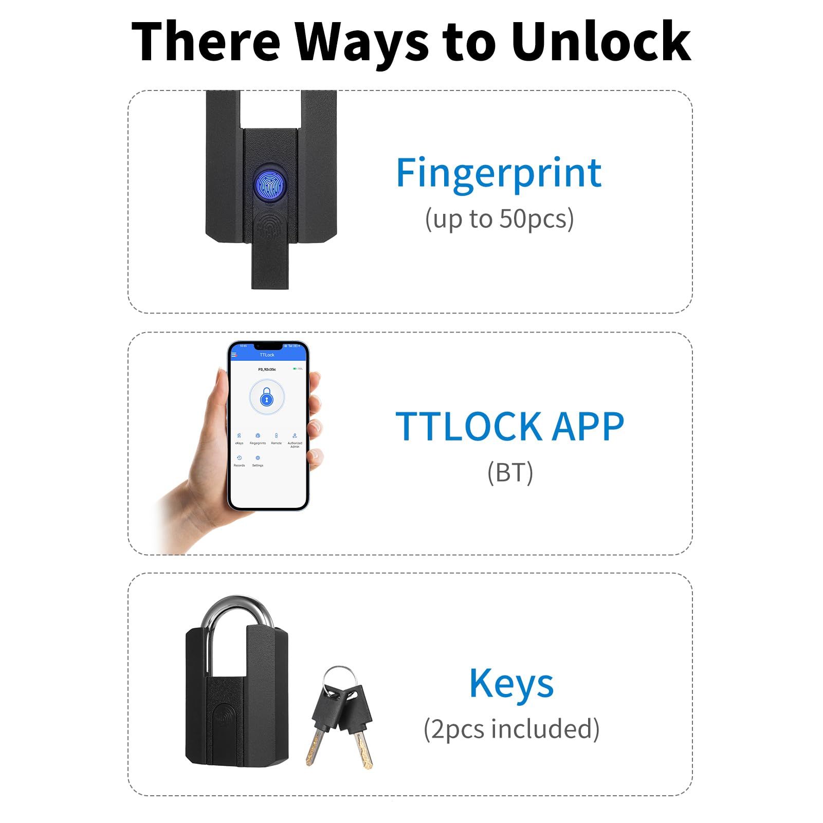 Heavy Duty Fingerprint Padlock with APP Waterproof Smart Lock with Key for Warehouse Fence Outdoor Gate Reable Smart Padlock โ image 5