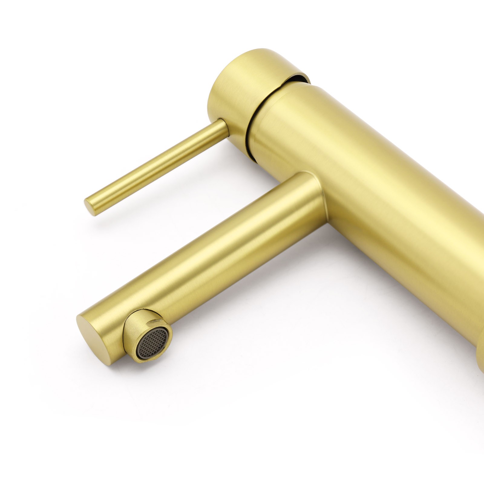 Brushed Gold Round Bathroom Basin Mixer Laundry Vanity Sink Faucet Lever Tapware โ image 5
