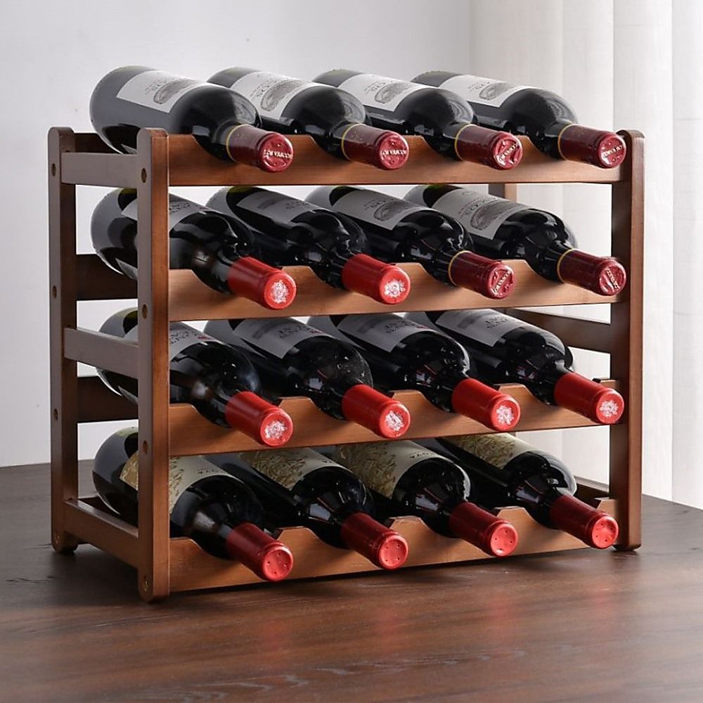 Bamboo Stackable Modular Freestanding Countertop Wine Shelf Rack — image 2