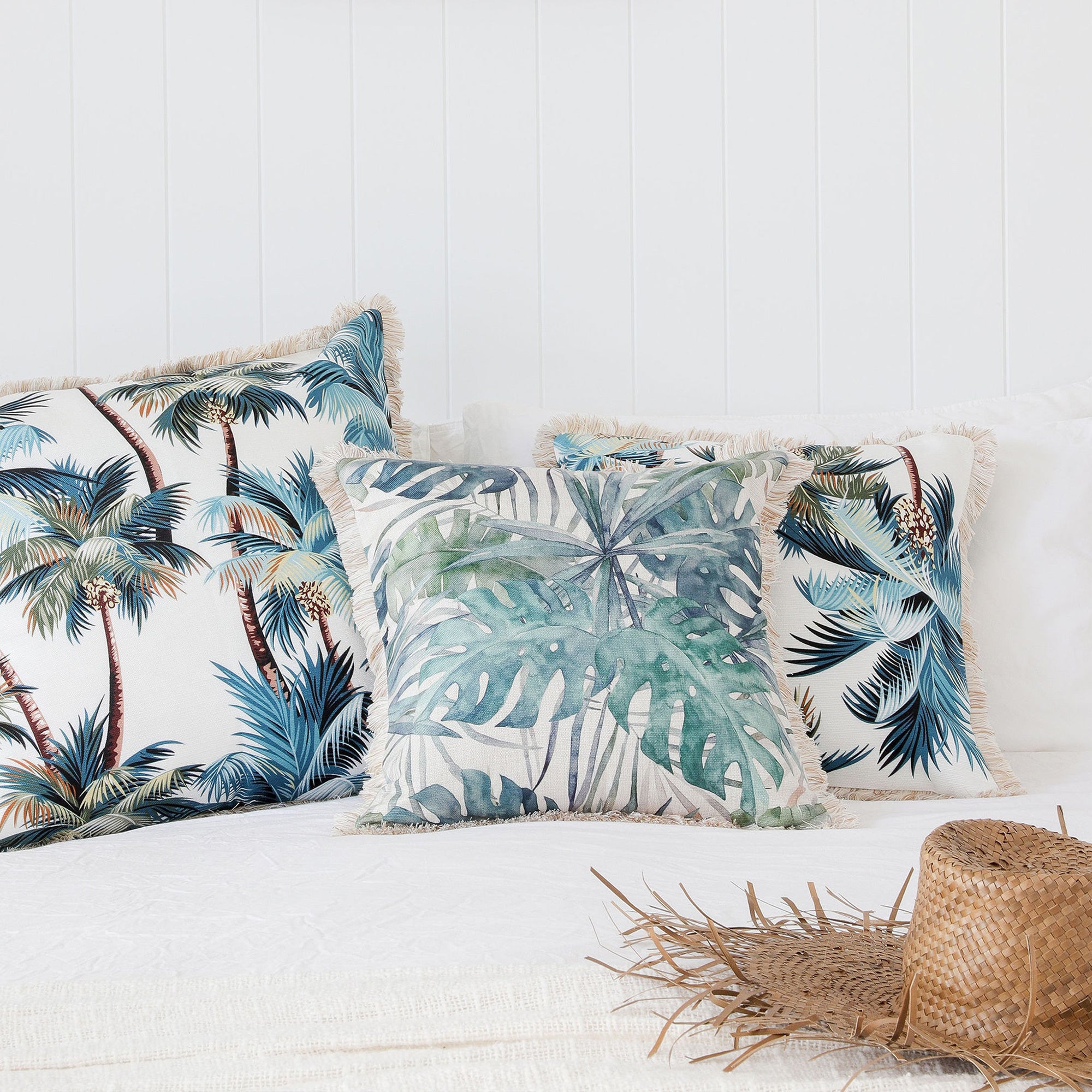 Cushion Cover-Coastal Fringe Natural-Palm Trees White-45cm x 45cm — image 3