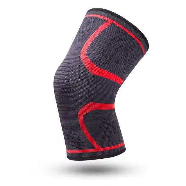 Sports Knee Support Pad Breathable Anti-Slip Compression Knee Sleeve for Running Cycling Gym Fitness Basketball - Red 2XL