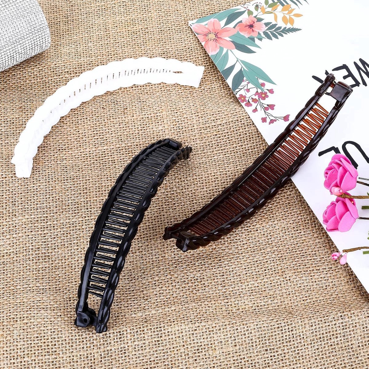 Banana Clip - Premium Hair Clips - 3 Pieces - Hair Clip - Women's Hair Clips - Large - Hairpin - Versatile - Not Easy to Break - Fashion & Simple - Nude Hair — image 3