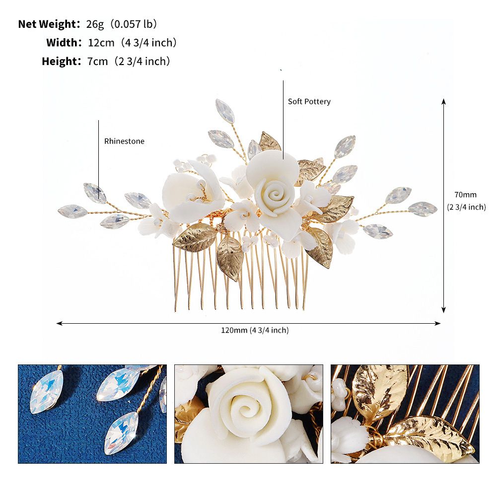 Wedding Hair Comb Silver Small Side Comb Blue Crystal Bridal Hair Piece Hair Jewelry Bridal Hair Accessories for Women and Girls — image 5