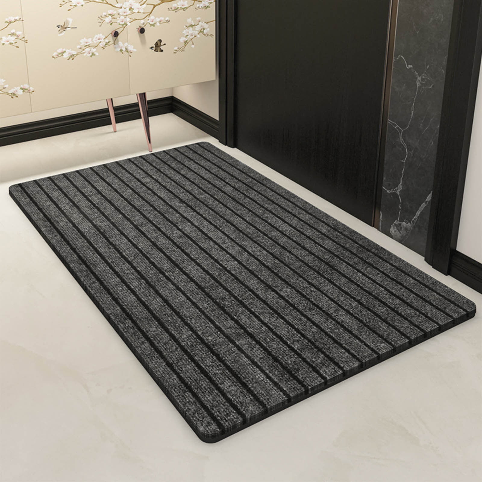 Absorbent Door Mat Durable Stylish Easy to Clean for Living Room Kitchen Entryway Gray, 40 × 24 Inch