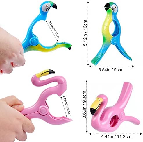 Beach Towel Clips, Jumbo Size Towel Clips for Beach Chairs Cruise Pool Patio or Daily Use-Secure Hang Seal, Set of 4 (Flamingo Parrot) — image 2