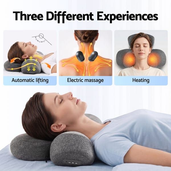 3 in 1 Electric Cervical Neck Massager Pillow (Airbag Traction + Heat Compress + Vibration) - Bone Shped Ergonomic Memory Foam Neck Support Pillow, USB — image 2