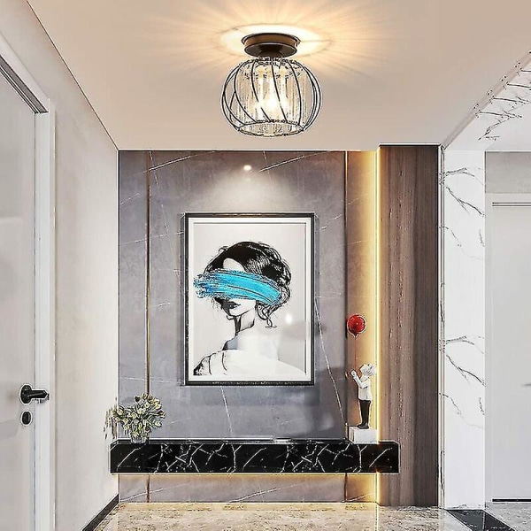 Modern Crystal Ceiling Light E27 LED Ceiling Lamp Mini Crystal Chandelier for Kitchen Dining Room Bedroom Hallway Entrance (Black)HYD โ image 5