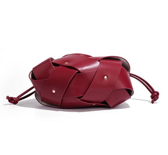 Handwoven PU Leather Drawstring Shoulder Crossbody Bag, Large Capacity Stylish Commuter Handbag with Structured Shape & Alloy Deco, Blue 29x10x15.5cm โ image 4