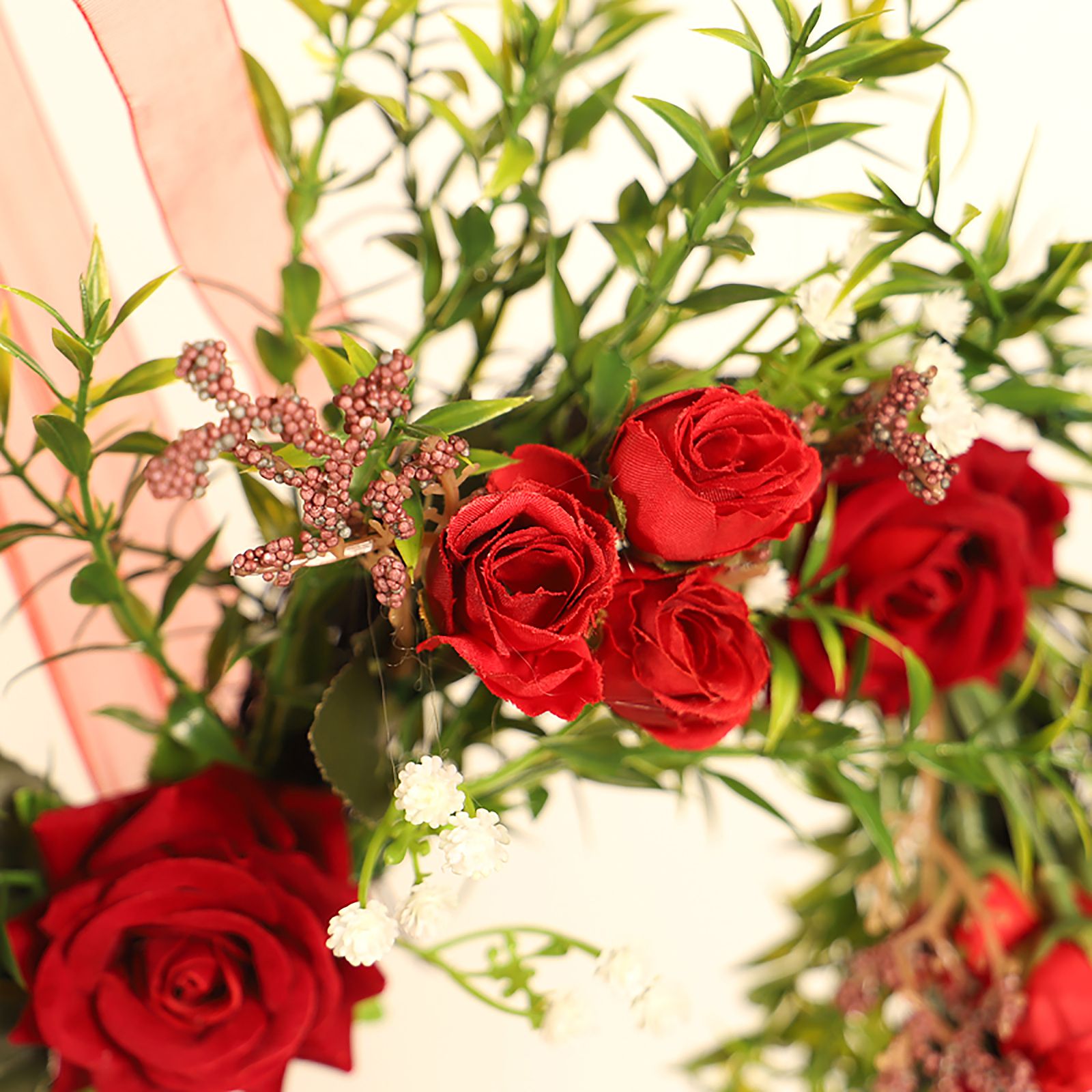 Valentine's Day Wreath Decoration Artificial Rose Ribbon Wreath Heart Shaped Simulated Spring Wedding Wreath — image 3
