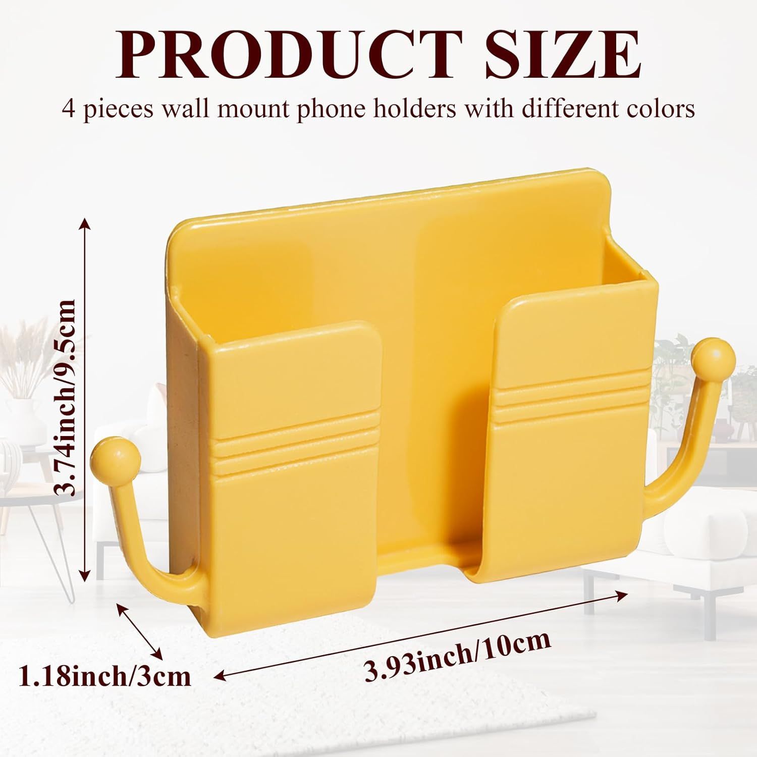 4Pcs Wall Mount Phone Holder Adhesive Wall Phone Mount Charging Stand and Remote Control Stand Multipurpose Socket Pocket Universal Deck Storage Box โ image 3