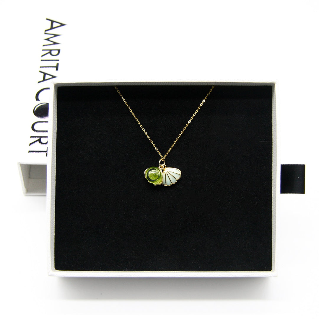 Gift Box - Aroma Necklace 925 Silver, Gold coated - Green Shell Electric Lime (Light Green) + Purify Oil Blend โ image 4