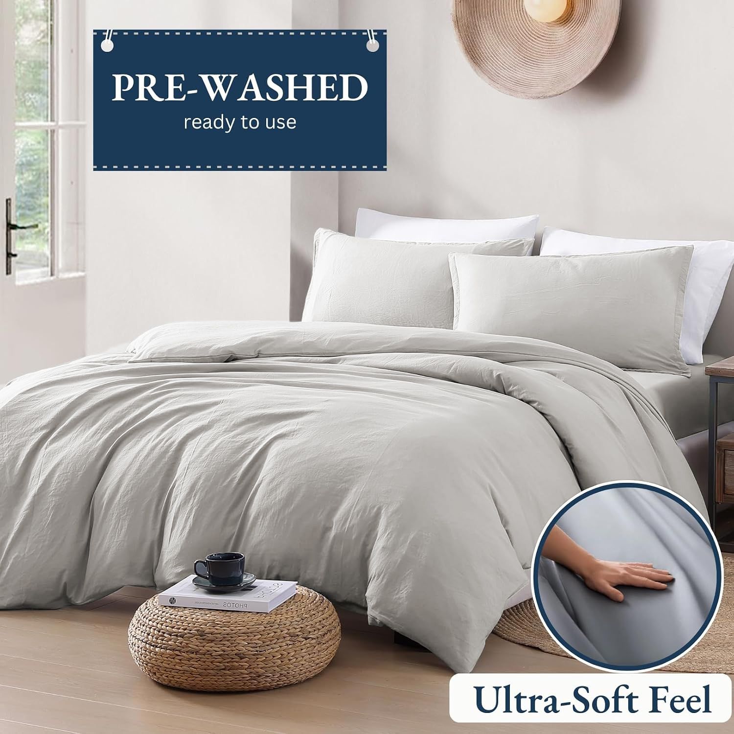 Hotel Soft Microfiber Duvet Cover Set-2000TC Quilt Cover Set & Pillowcases -1 Donna Cover Zipper Closure & 1 x Pillowcases-Breathable Bedding - Wrinkle, Fade — image 3