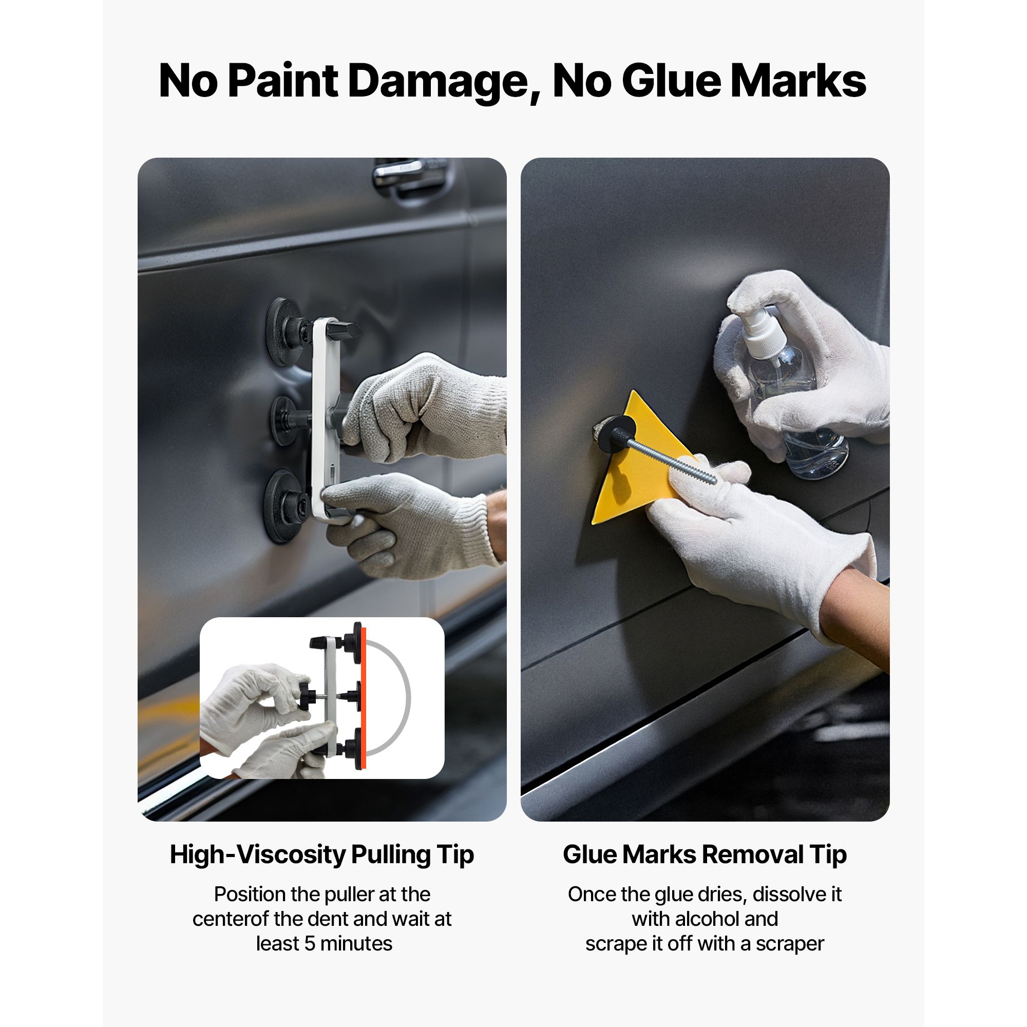Dent Puller Kit, 60 PCS Paintless Dent Removal Kit with Golden Lifter, Bridge Puller, Rubber Hammer, Glue Gun, Auto Body Hail Damage Repair Remover Tools for โ image 6
