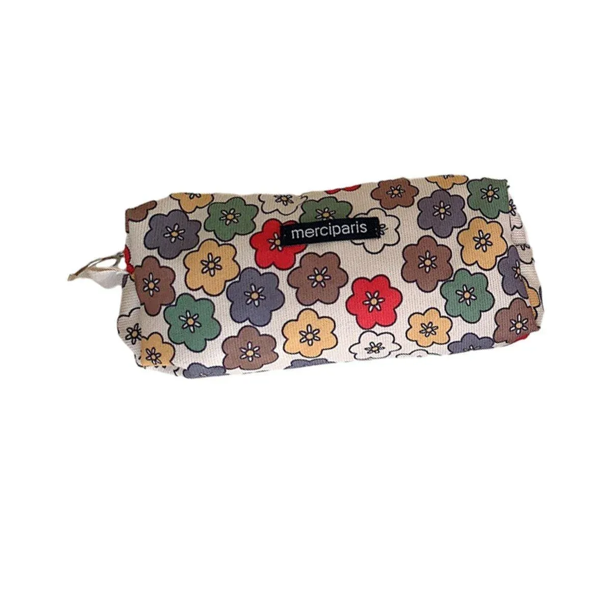Large Capacity Pencil Case Organiser Bag Stationery Holder School Travel Pouch - Cartoon Flowers