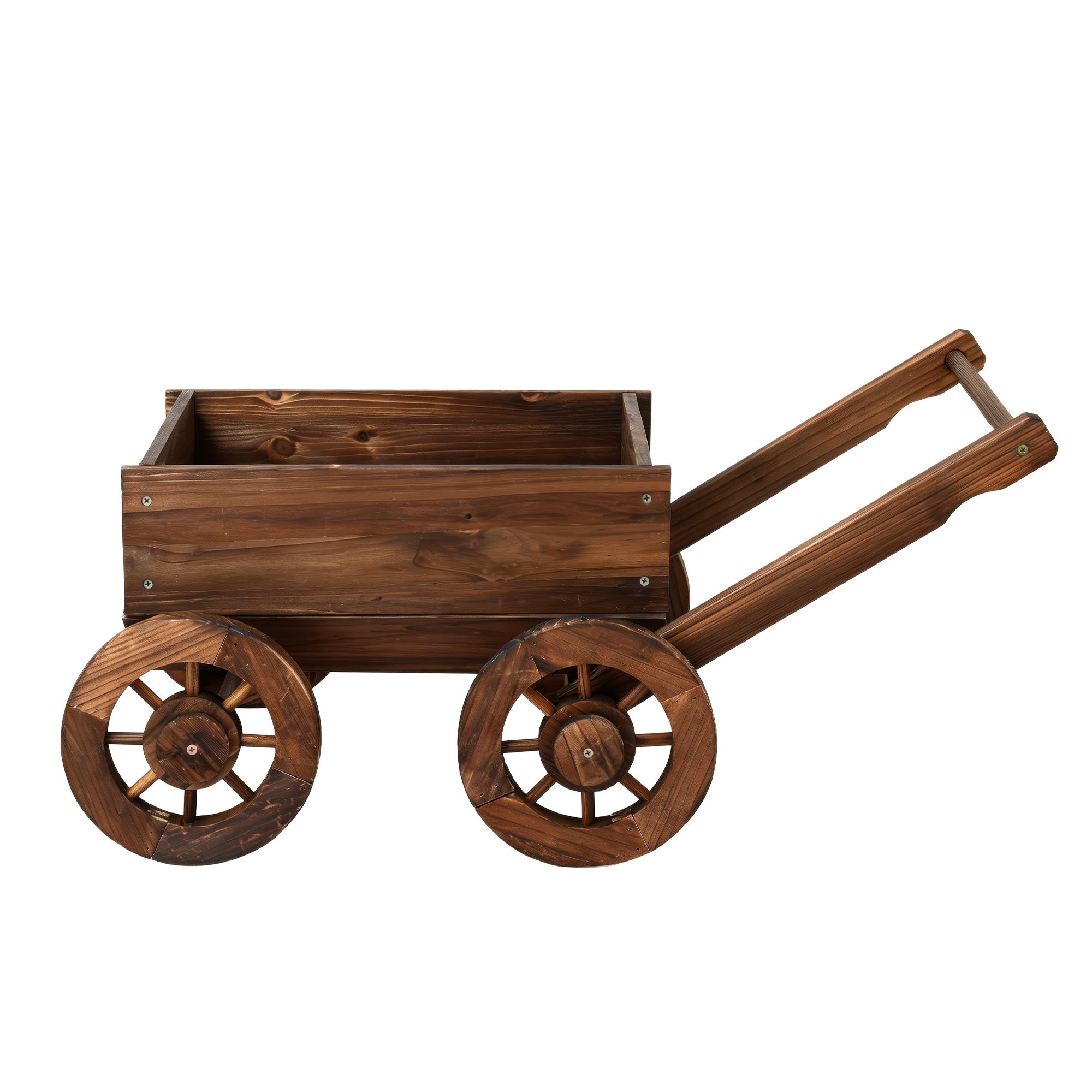Gardeon Wooden Planter Cart Garden Decor Plant Stand Flower Fir Wood Wagon Wheels L โ image 3