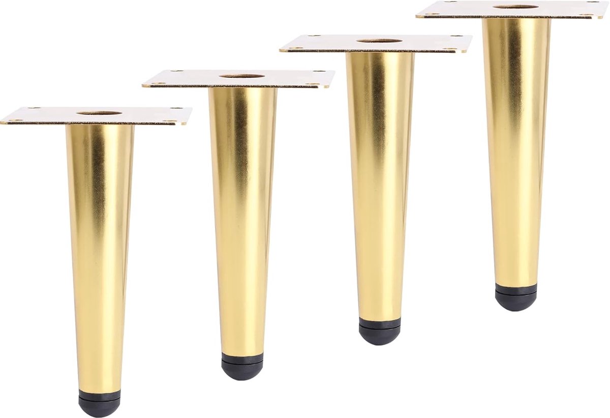 Furniture legs - 4 pieces - 15 cm - Table legs - Furniture leg - Sofa leg - Furniture legs - Cabinet legs - Furniture leg fittings - Gold - Metal - For