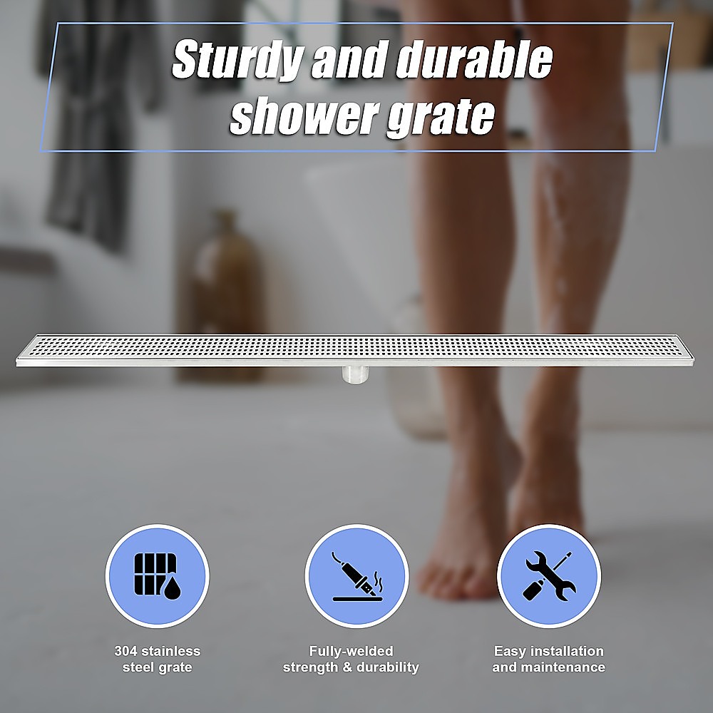 1200mm Bathroom Shower Stainless Steel Grate Drain w/Centre outlet Floor Waste Square Pattern โ image 5