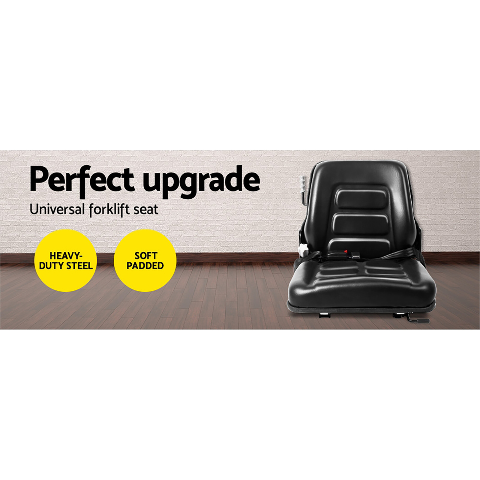 Giantz Tractor Seat Forklift Excavator Universal Backrest Truck PU Chair — image 3