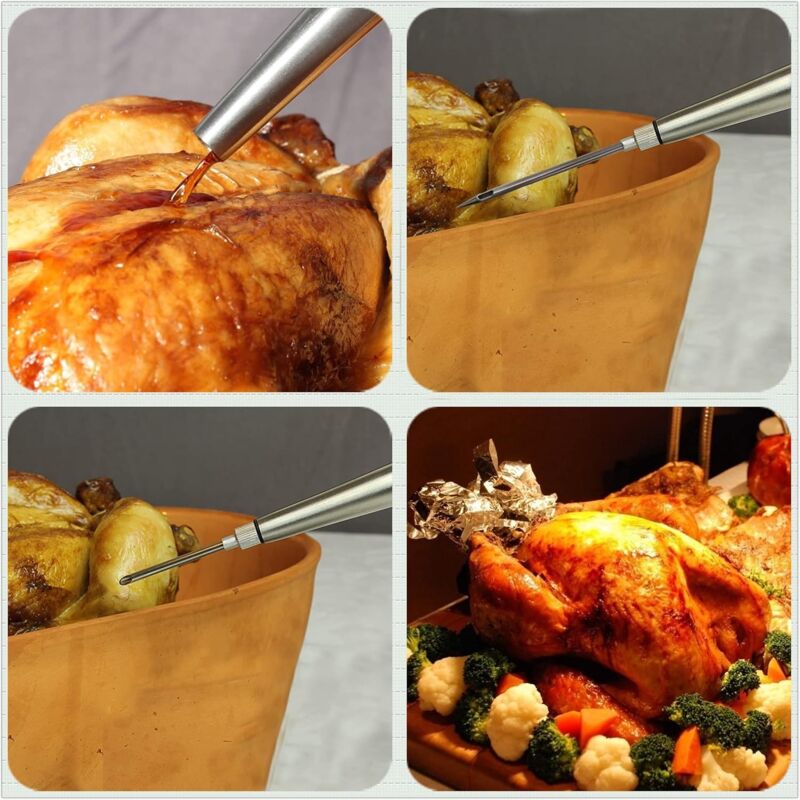 Stainless Steel And Food Grade Rubber Baster With Marinade Injector And Brush For Easy Cleaning — image 3