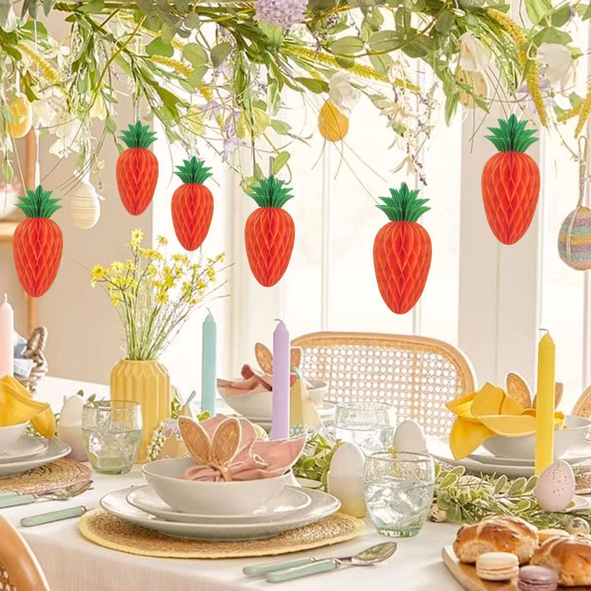 Easter Carrot Honeycomb Decorations – 10-Piece Set of 15cm Paper Carrots, Hanging Ornaments for Party and Home Decoration — image 3
