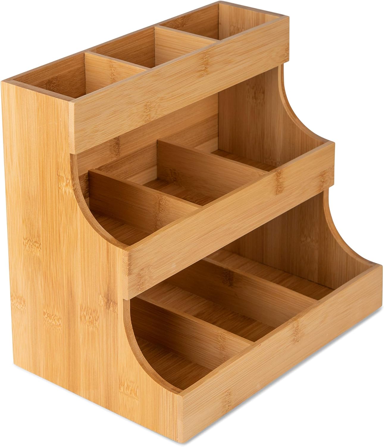 Vertical Bamboo Tea Bag Organizer Holds 180 Tea Bags Space Saving Sustainable Wooden Display for Kitchen Office Cafรฉ