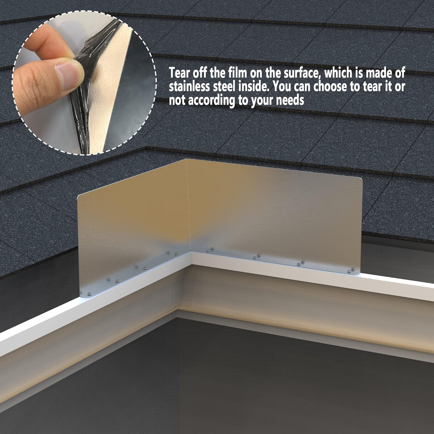 2 Pcs Gutter Valley Splash Guards,Rain Gutter Valley Roofing Gutter Guards, Diverter Roof Rain Diverter for House Shingle Roofs Corner (2) โ image 6
