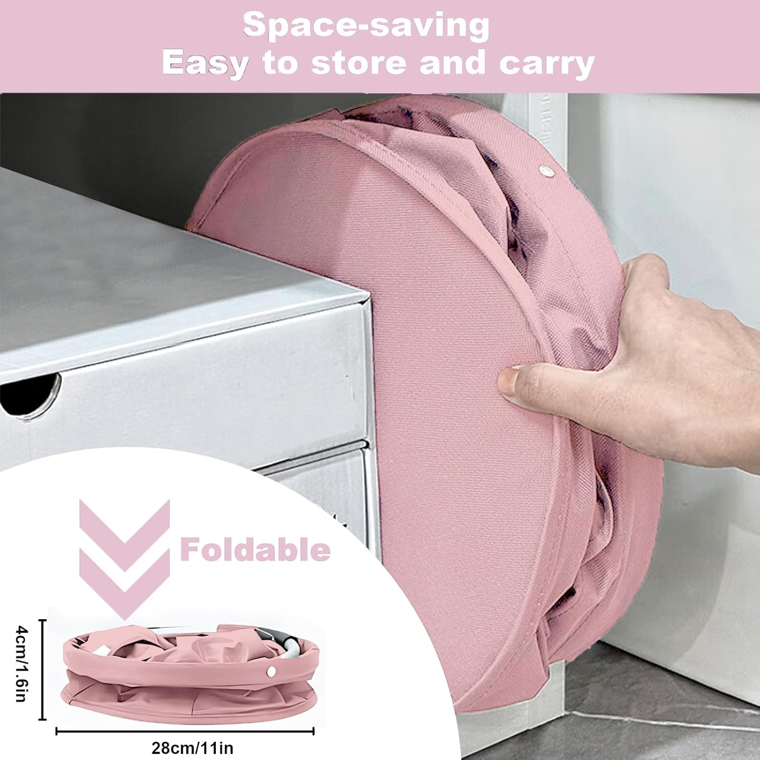 Pink Foldable Cleaning Caddy with 6 Outer Pockets: 17L Collapsible Storage Basket for Household, Bathroom, Picnic & Beach โ Durable Oxford Cloth Organizer โ image 6