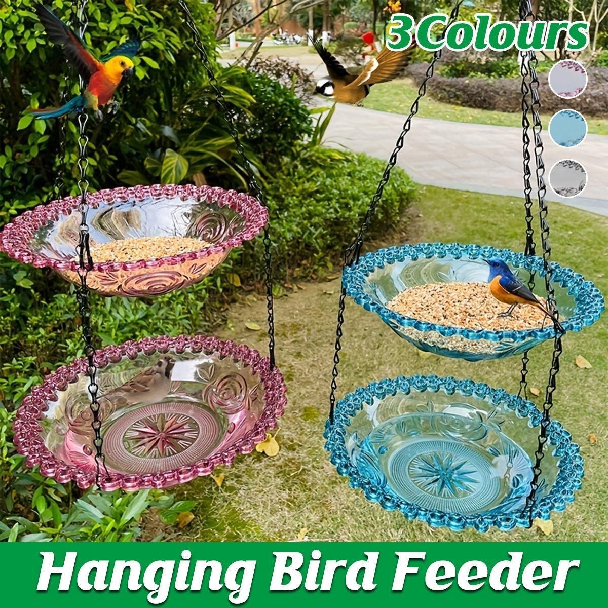 Outdoor Hanging Bird Feeder Bath Garden Patio Decoration for Attracting Birds - Grey โ image 2