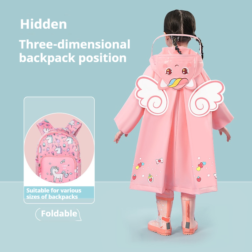Blue astronaut Kids Waterproof Raincoat with Expandable Backpack Slot Hooded Rain Jacket for Boys & Girls School & Outdoor(size:L) — image 4