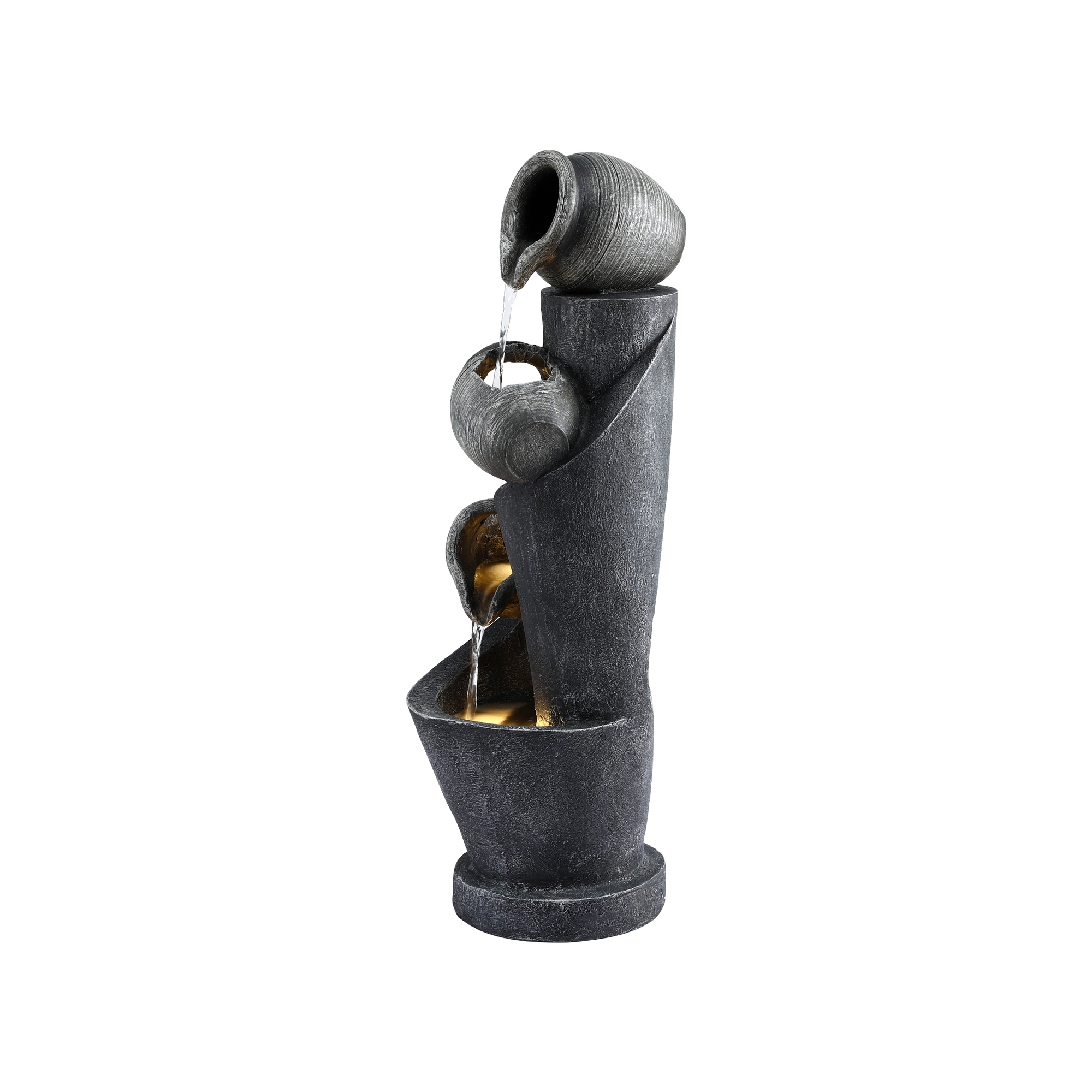 Gardeon Solar Fountain Water Feature Cascading Fountain 3-Tier Pot LED Lights 80CM Grey โ image 3
